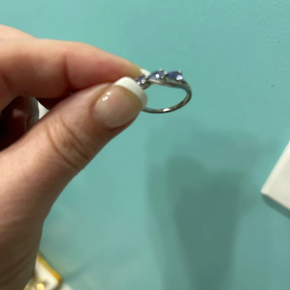Rare Blue Tanzanite Silver Ring SZ 6 - Picture 5 of 8
